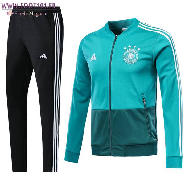 Ensemble Survetement Foot - Veste Allemagne Vert Col Rond 2017/2018  Ensemble Survetement Foot - Veste Allemagne Vert Col Rond 2017/2018