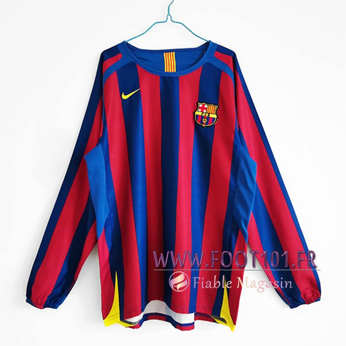 Maillot de Foot FC Barcelone Retro Domicile Manche Longue 2005/2006  Maillot de Foot FC Barcelone Retro Domicile Manche Longue 2005/2006