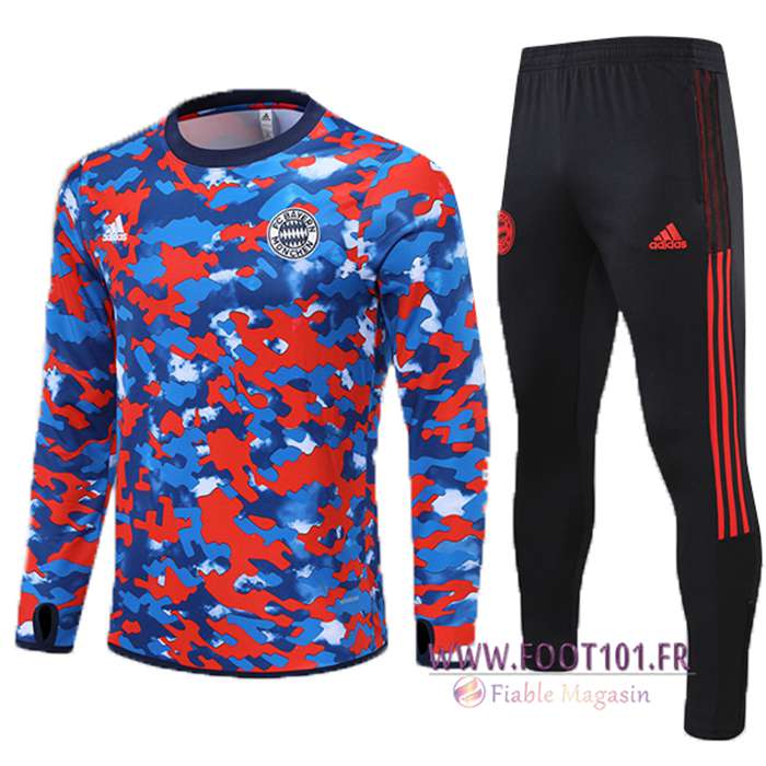 Ensemble Survetement de Foot Bayern Munich Enfant Bleu/Rouge 2021/2022 Ensemble Survetement de Foot Bayern Munich Enfant Bleu/Rouge 2021/2022