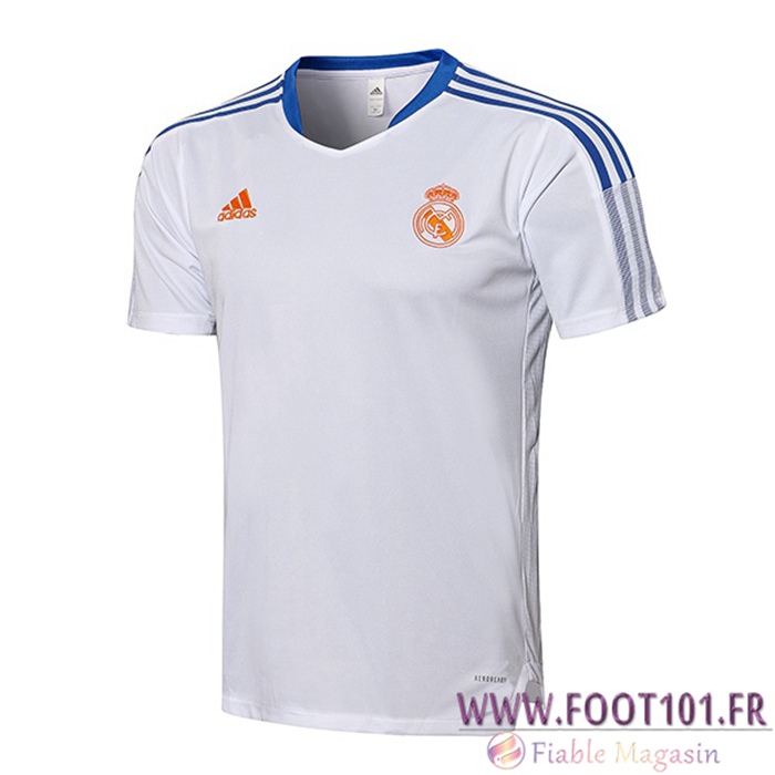 Training T-Shirts Real Madrid Blanc/Bleu 2021/2022 Training T-Shirts Real Madrid Blanc/Bleu 2021/2022