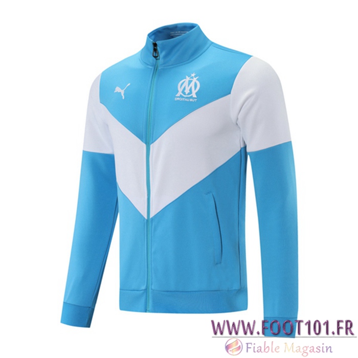Nouveaux Veste Foot Marseille OM Blanc/Bleu 2021/2022 Nouveaux Veste Foot Marseille OM Blanc/Bleu 2021/2022