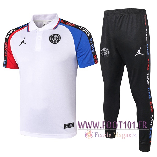 Ensemble Polo Paris PSG Jordan + Pantalon Blanc Bleu Rouge 2020/2021 Ensemble Polo Paris PSG Jordan + Pantalon Blanc Bleu Rouge 2020/2021