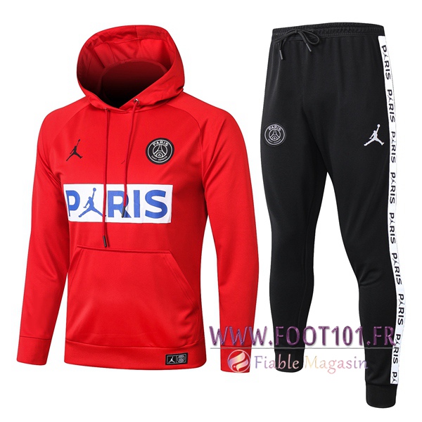 Veste A Capuche Survetement Foot Pairis PSG Jordan Rouge 2020/2021