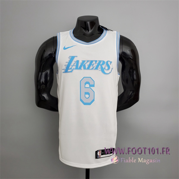 Maillot Los Angeles Lakers (James #6) 2021 Retro Blanc Maillot Los Angeles Lakers (James #6) 2021 Retro Blanc