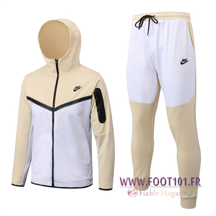 Ensemble Veste A Capuche Survetement Foot NIKE Blanc/Jaune 2022/2023 Ensemble Veste A Capuche Survetement Foot NIKE Blanc/Jaune 2022/2023