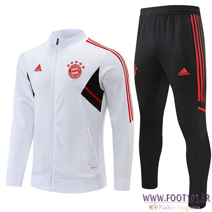 Ensemble Survetement de Foot - Veste Bayern Munich Blanc 2022/2023 Ensemble Survetement de Foot - Veste Bayern Munich Blanc 2022/2023