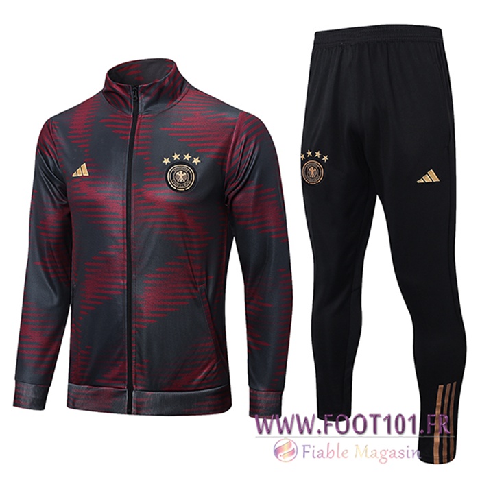 Ensemble Survetement de Foot - Veste Allemagne Rouge/Noir 2022/2023  Ensemble Survetement de Foot - Veste Allemagne Rouge/Noir 2022/2023