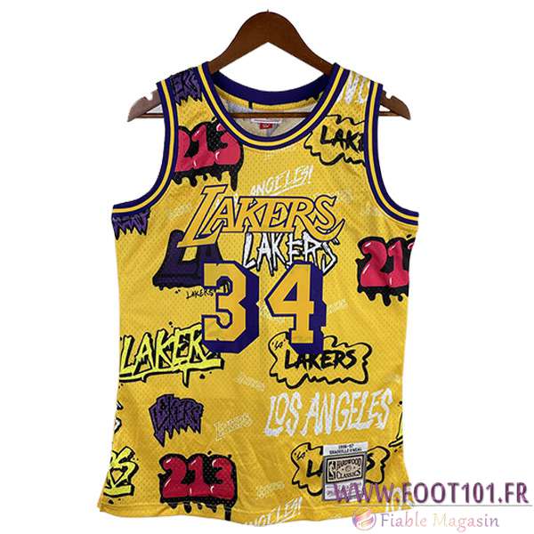 Maillot Los Angeles Lakers (O'NEAL #34) 2023/24 Jaune Maillot Los Angeles Lakers (O'NEAL #34) 2023/24 Jaune