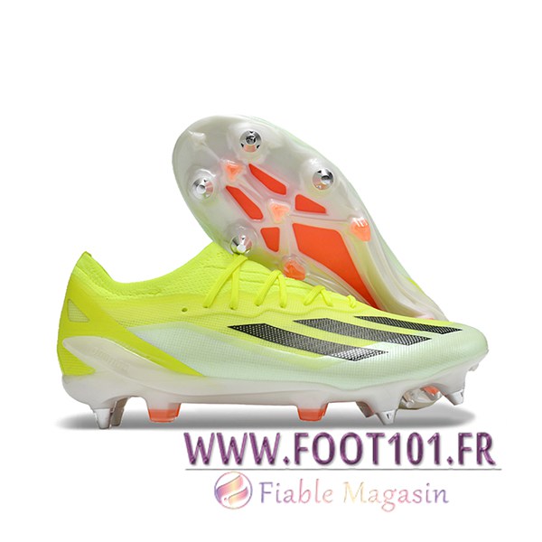 Adidas Chaussures de Foot X Crazyfast1 SG Jaune/Noir/Blanc Adidas Chaussures de Foot X Crazyfast1 SG Jaune/Noir/Blanc