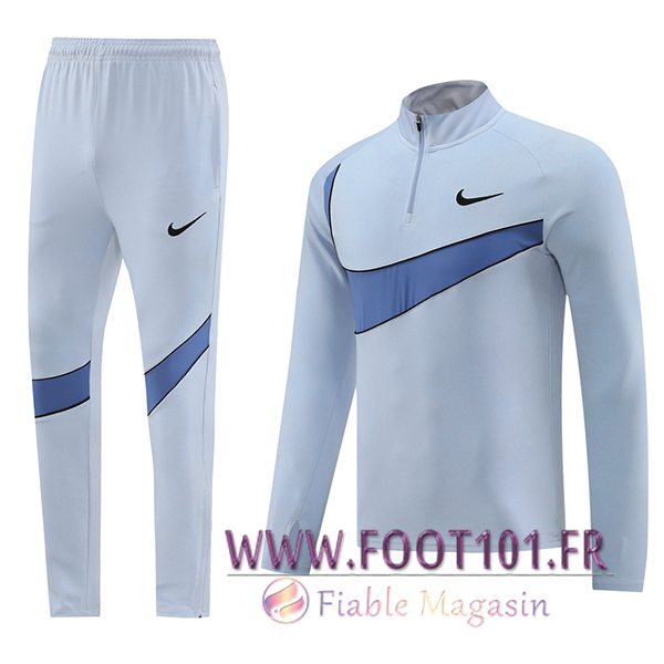 Ensemble Survetement de Foot Nike Gris/Bleu 2024/2025 Ensemble Survetement de Foot Nike Gris/Bleu 2024/2025