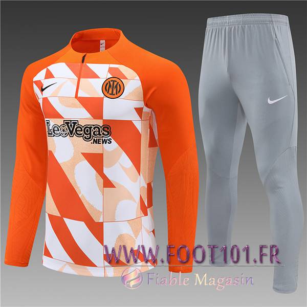 Ensemble Survetement de Foot Inter Milan Enfant Orange/Blanc 2024/2025 Ensemble Survetement de Foot Inter Milan Enfant Orange/Blanc 2024/2025