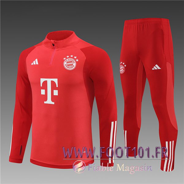Ensemble Survetement de Foot Bayern Munich Enfant Rouge 2024/2025 Ensemble Survetement de Foot Bayern Munich Enfant Rouge 2024/2025