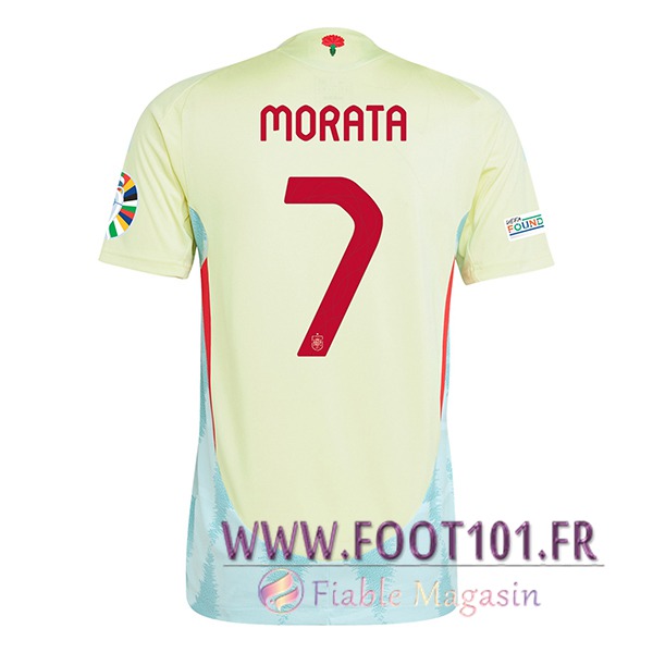 Maillot de Foot Espagne (MORATA #7) UEFA Euro 2024 Exterieur  Maillot de Foot Espagne (MORATA #7) UEFA Euro 2024 Exterieur