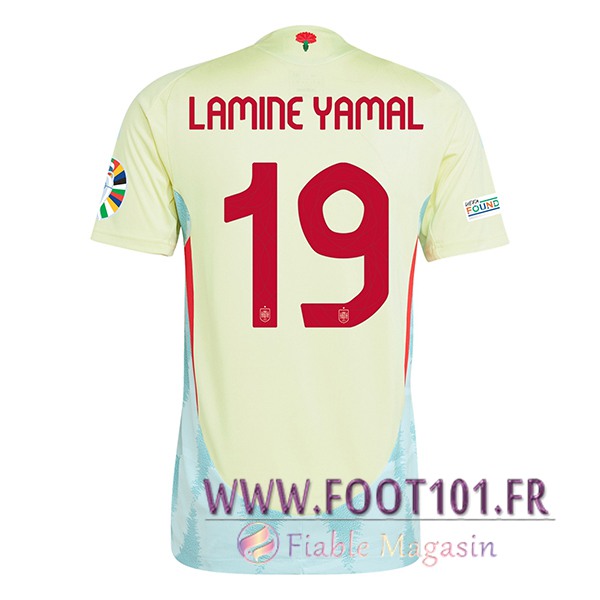Maillot de Foot Espagne (LAMINE YAMAL #19) UEFA Euro 2024 Exterieur  Maillot de Foot Espagne (LAMINE YAMAL #19) UEFA Euro 2024 Exterieur