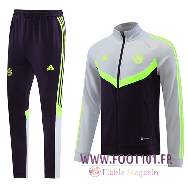 Ensemble Survetement de Foot Veste Foot Bayern Munich Noir/Gris/Vert 2024/2025 Ensemble Survetement de Foot Veste Foot Bayern Munich Noir/Gris/Vert 2024/2025