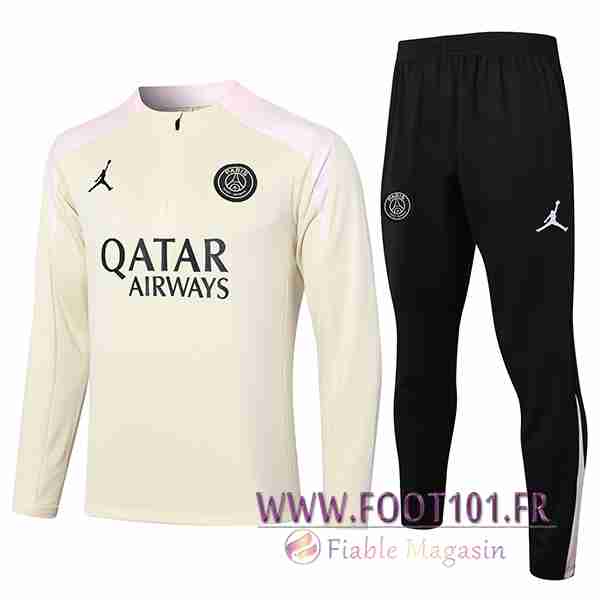 Ensemble Survetement de Foot PSG Beige/Noir 2024/2025