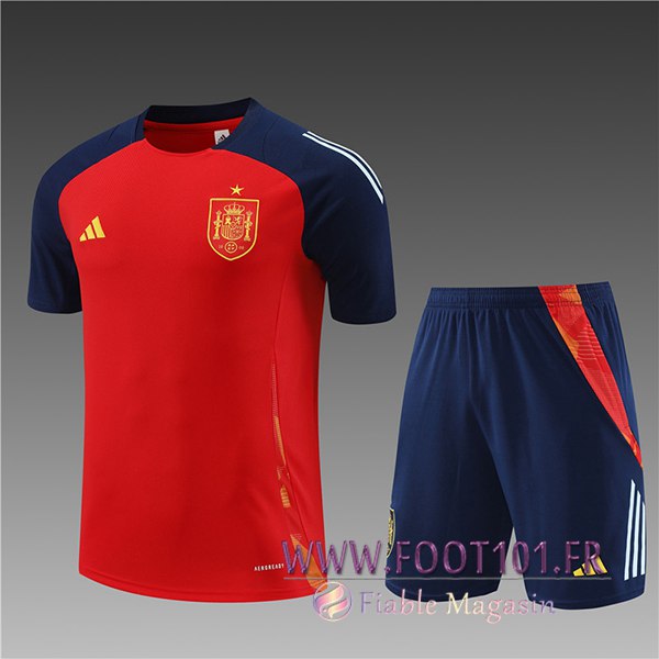 Ensemble Training T-Shirts Espagne Enfant Rouge/Bleu 2024/2025 Ensemble Training T-Shirts Espagne Enfant Rouge/Bleu 2024/2025