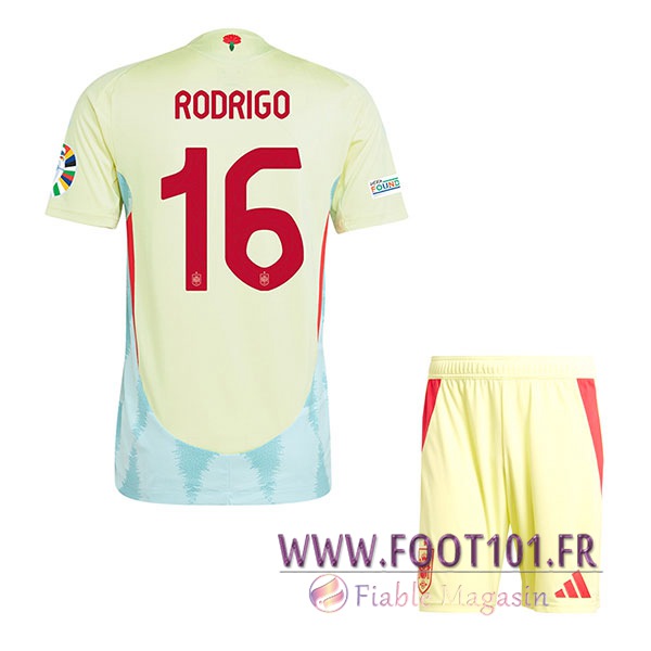 Maillot Espagne (RODRIGO #16) Enfant Exterieur UEFA Euro 2024  Maillot Espagne (RODRIGO #16) Enfant Exterieur UEFA Euro 2024