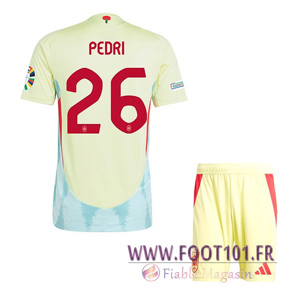 Maillot Espagne (PEDRI #26) Enfant Exterieur UEFA Euro 2024  Maillot Espagne (PEDRI #26) Enfant Exterieur UEFA Euro 2024