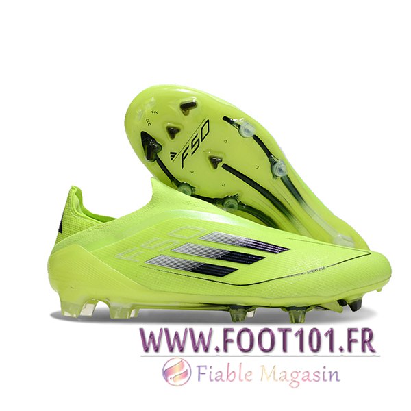 Adidas Chaussures de Foot F50 Elite Laceless FG Jaune/Noir Adidas Chaussures de Foot F50 Elite Laceless FG Jaune/Noir