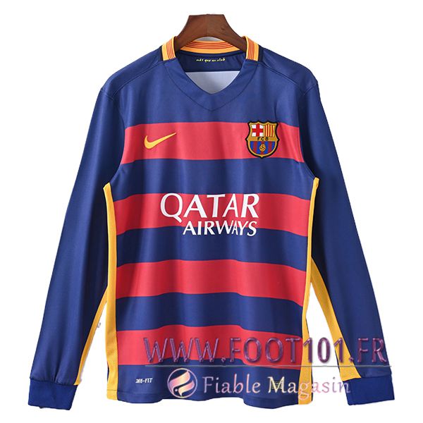 Maillot de Foot FC Barcelone Retro Domicile Manches Longues 2015/2016  Maillot de Foot FC Barcelone Retro Domicile Manches Longues 2015/2016