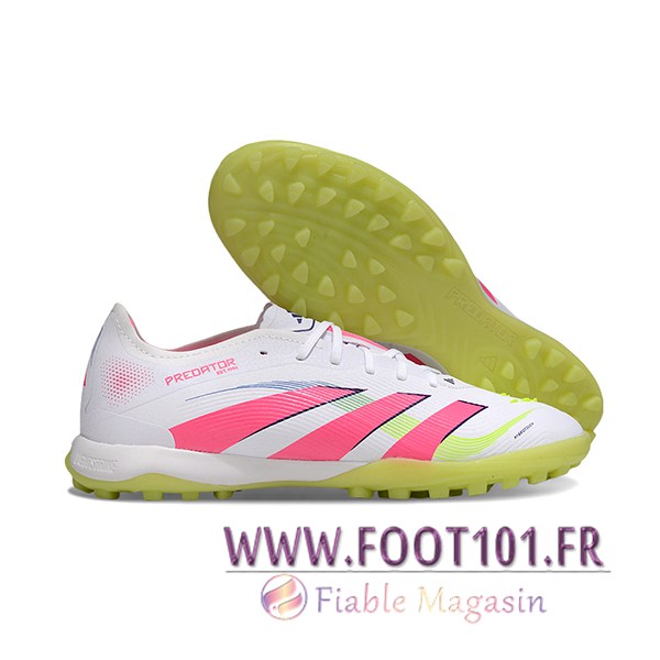 Adidas Chaussures de Foot PREDATOR 25 ELITE TF BOOTS Blanc/Rose/Vert Adidas Chaussures de Foot PREDATOR 25 ELITE TF BOOTS Blanc/Rose/Vert