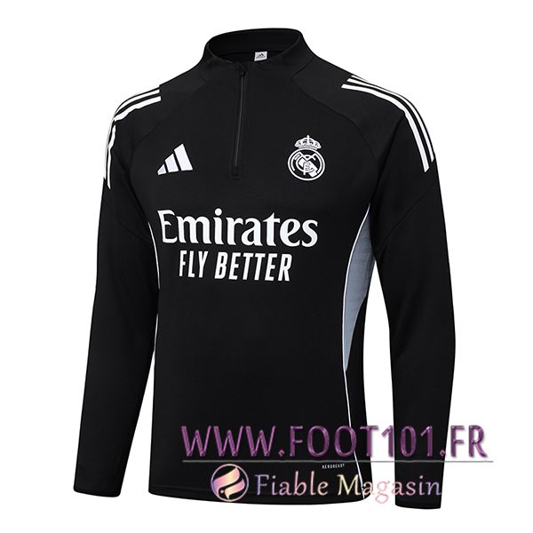 Sweatshirt Training Real Madrid Noir/Gris 2025/2026 Sweatshirt Training Real Madrid Noir/Gris 2025/2026