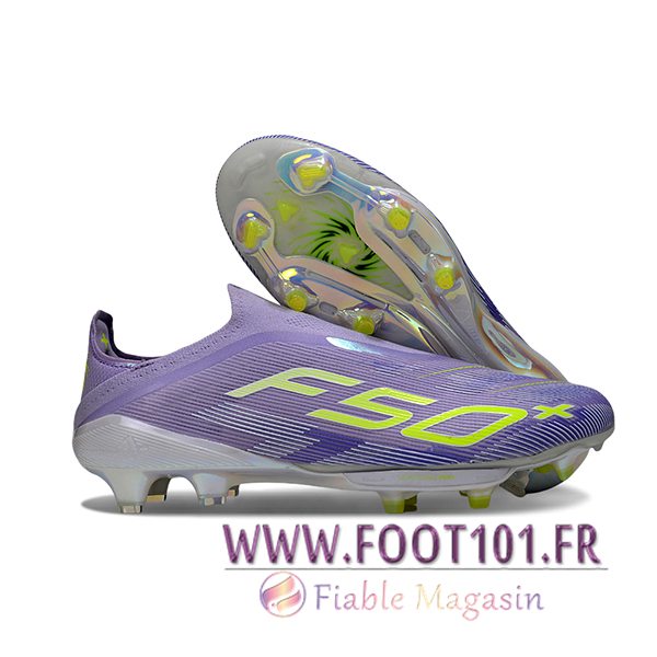 Adidas Chaussures de Foot F50+ FG Pourpre/Vert -02 Adidas Chaussures de Foot F50+ FG Pourpre/Vert -02