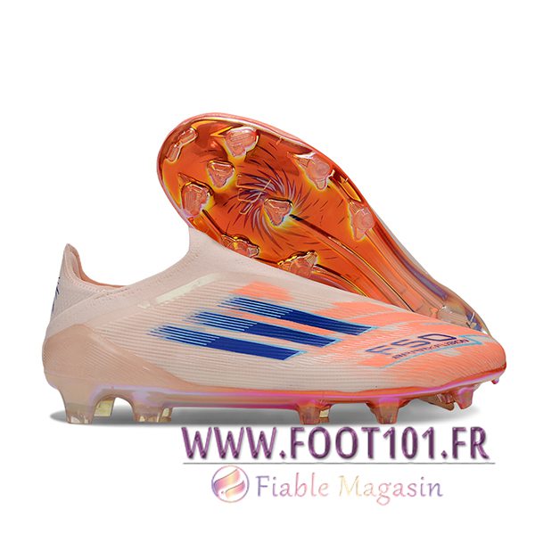 Adidas Chaussures de Foot F50 Elite Laceless FG Orange/Bleu Adidas Chaussures de Foot F50 Elite Laceless FG Orange/Bleu