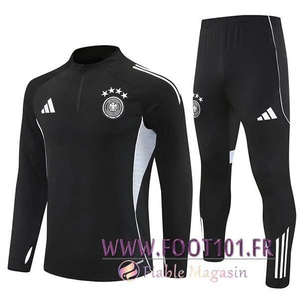 Ensemble Survetement de Foot Allemagne Noir/Gris 2025/2026  Ensemble Survetement de Foot Allemagne Noir/Gris 2025/2026