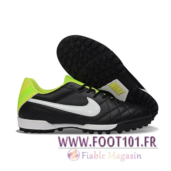 Nike Chaussures de Foot Tiempo Ligera V TF Noir/Blanc/Vert Nike Chaussures de Foot Tiempo Ligera V TF Noir/Blanc/Vert